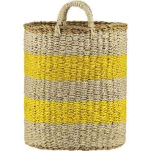 Braided Organic Jute Basket | Laundry Stripe Daffodil